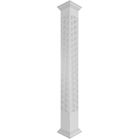 Ekena Millwork Craftsman Classic Square Non-Tapered Art Deco Fretwork Column w/ Crown Capital & Crown Base CC1010ENARDCRCR